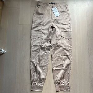 NWT Zara Tan cargo trousers with adjustable waist and cuffs size XS